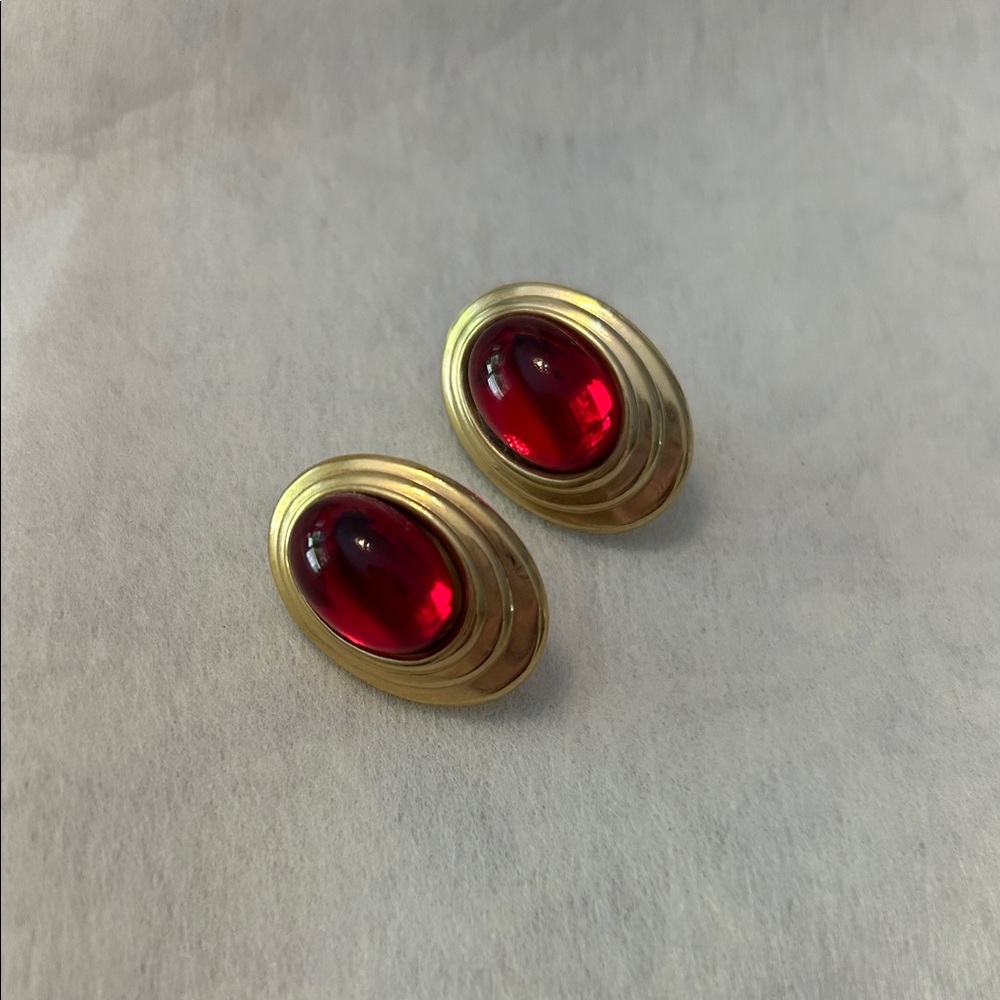 Elegant Gold and Red Earrings